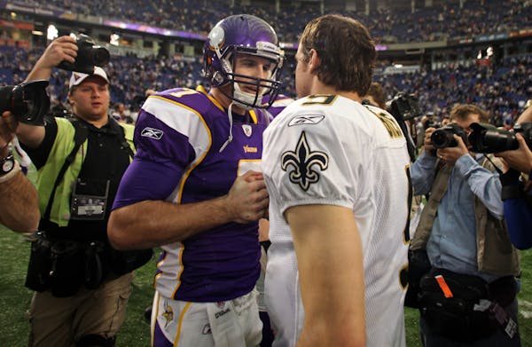 Christian Ponder and Drew Brees shook hands after the Sunday's game.