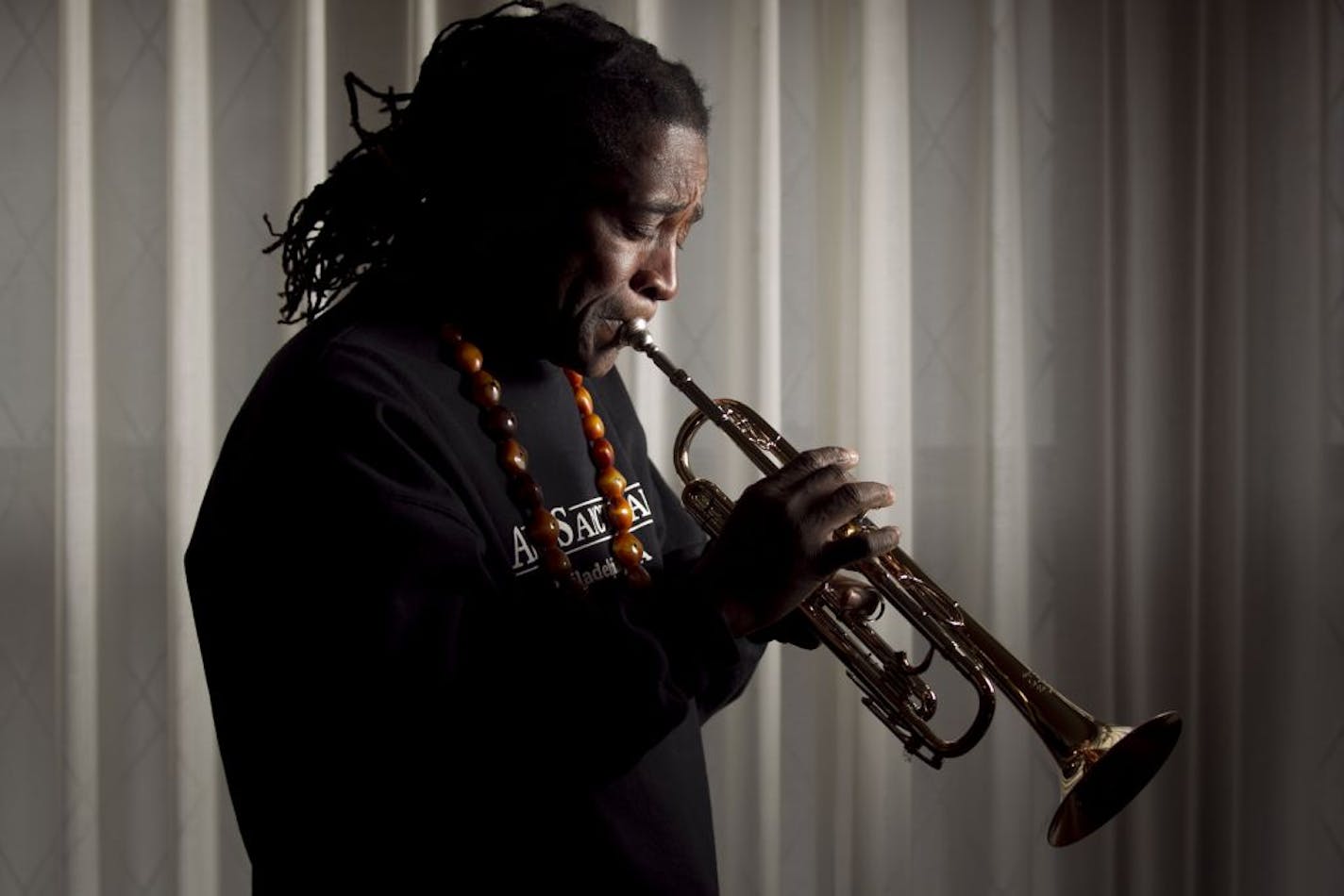 Hannibal Lokumbe prepared for his Sunday concert at the Ordway.