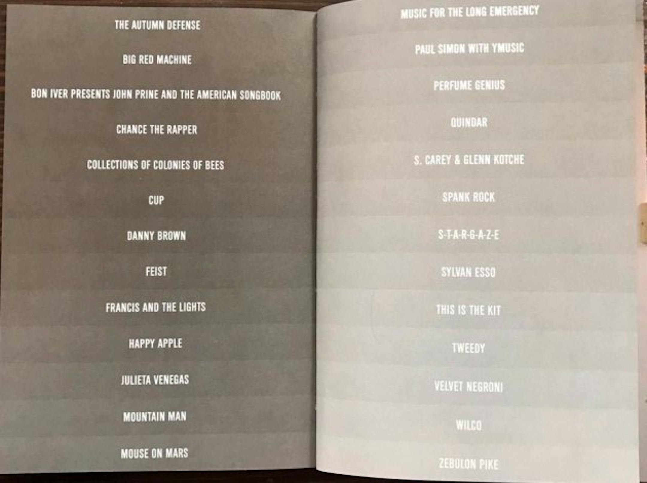 A photo of the line-up that was apparently mailed to early ticket buyers.