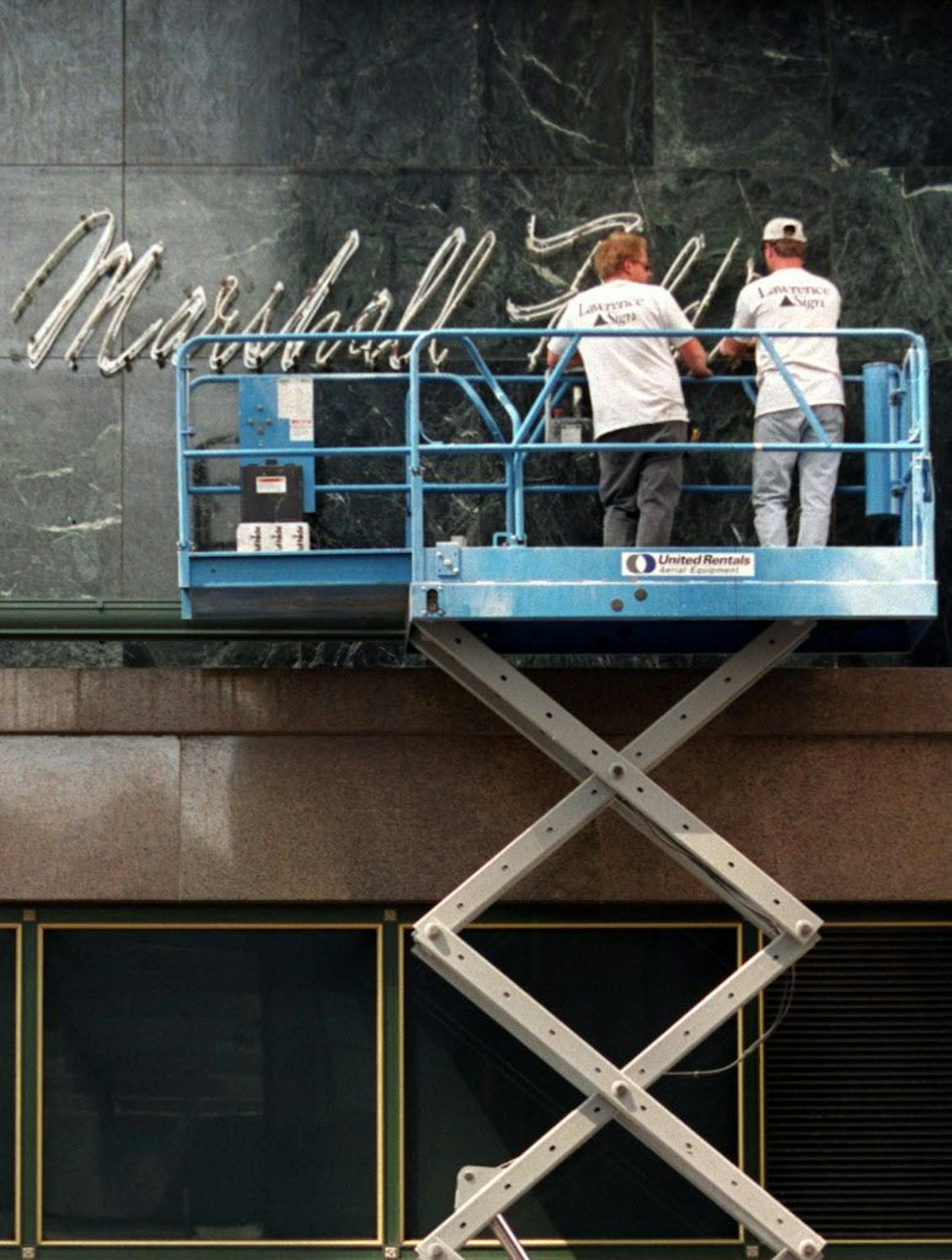 The signs changed to Marshall Field's in 2001 at the downtown Minneapolis Dayton's.