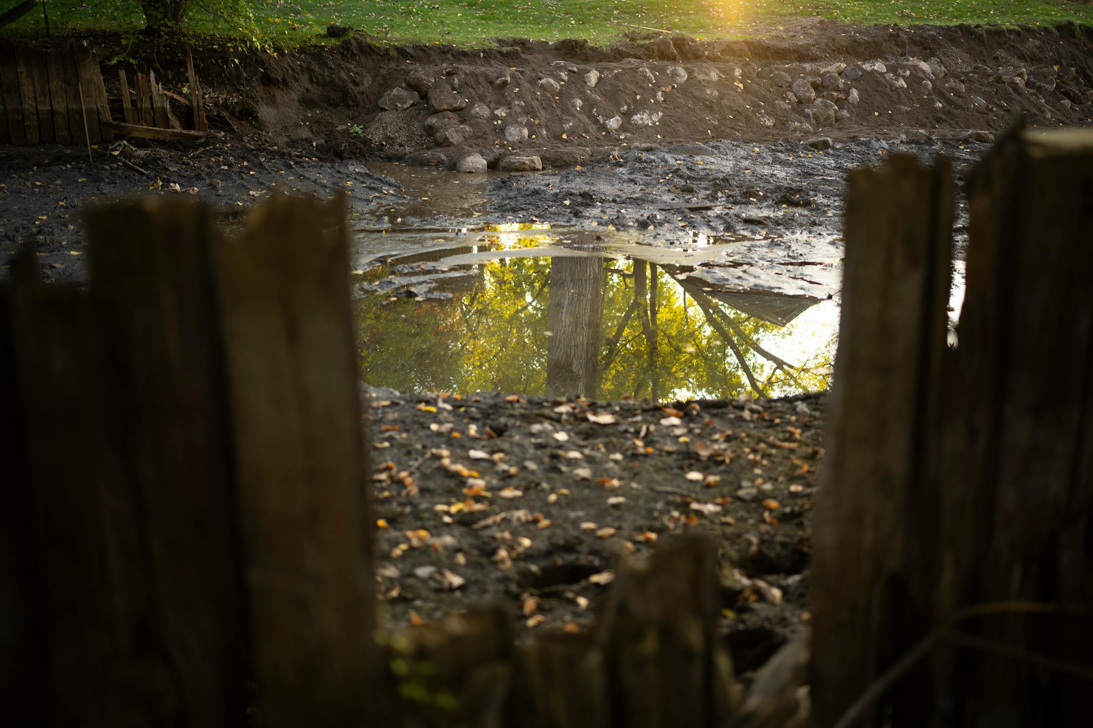 Construction on the naturalization and stabilization of the Kenilworth Channel shoreline.