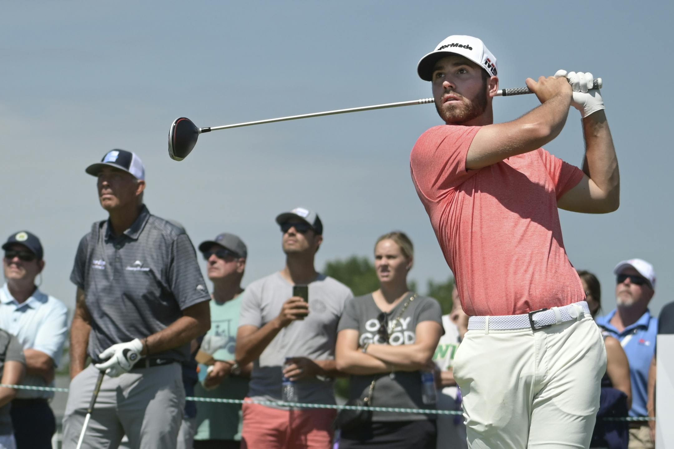 Matthew Wolff teed off from the eighth hole Saturday as Tom Lehman watched.
