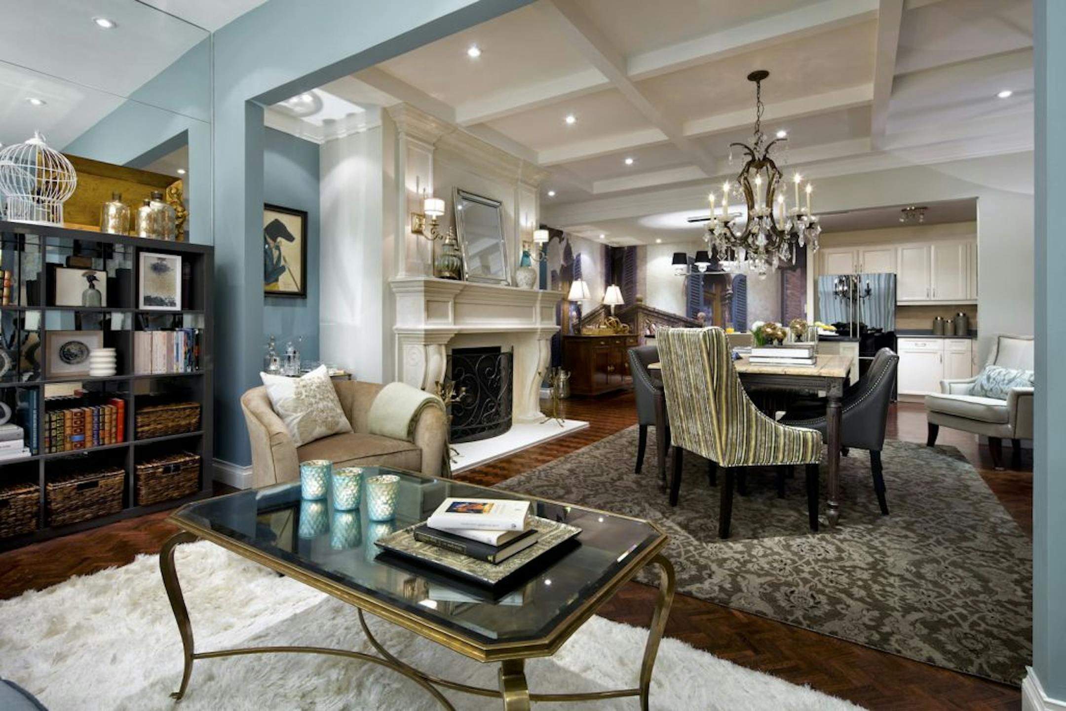 SH12J091CANDICETELLSALL Oct. 15, 2012 -- The wall mural, furnishings and accessories all combine to give this space a distinctly European feel, while the redesign creates room to entertain family and friends.
