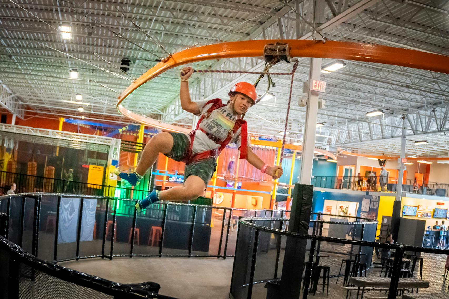 Urban Air Adventure Park in Coon Rapids features a zipline-like ride. 