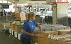 Volunteer Megan Yoshida organizes school supplies for the The Greater Twin Cities United Way's 6th Annual Action Day. Thousands of volunteers will pac