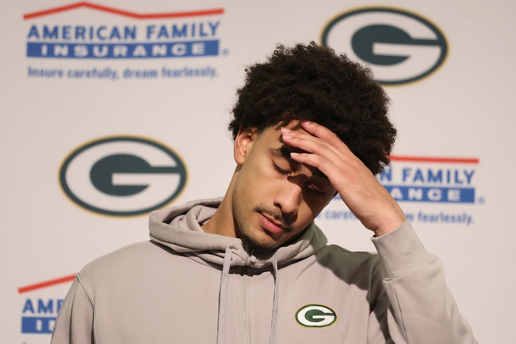 Green Bay Packers quarterback Jordan Love speaks after Saturday's 24-21 loss to the 49ers.