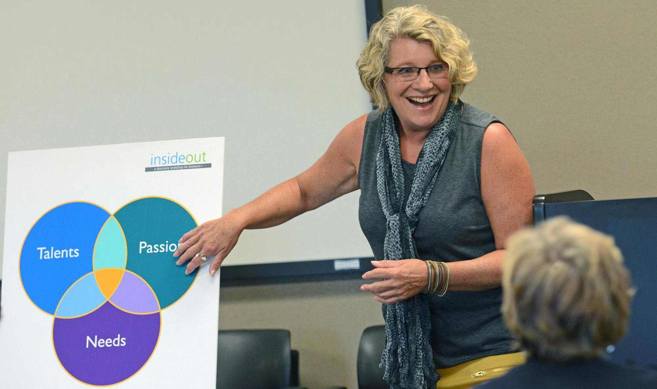 Carol Kronholm, career development facilitator, taught a course entitled,"insideout--a discovery workshop for boomers+". Kronholm is a freelance teacher and coach focused on adult career transitions. Joey McLeister,Special to the Star Tribune