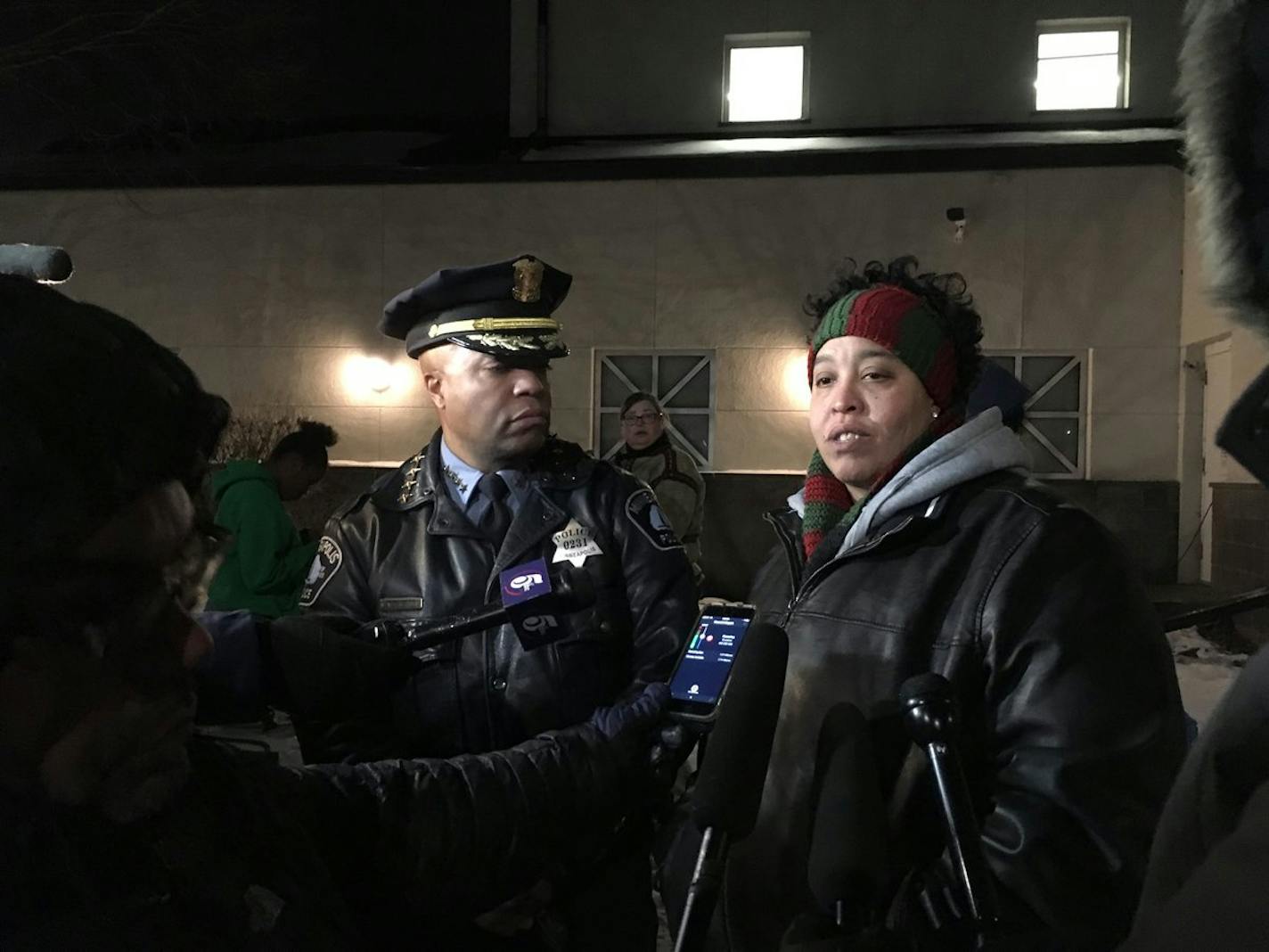 Minneapolis Police Chief Medaria Arradondo and Chauntyll Allen, an organizer with Black Lives Matter Twin Cities.