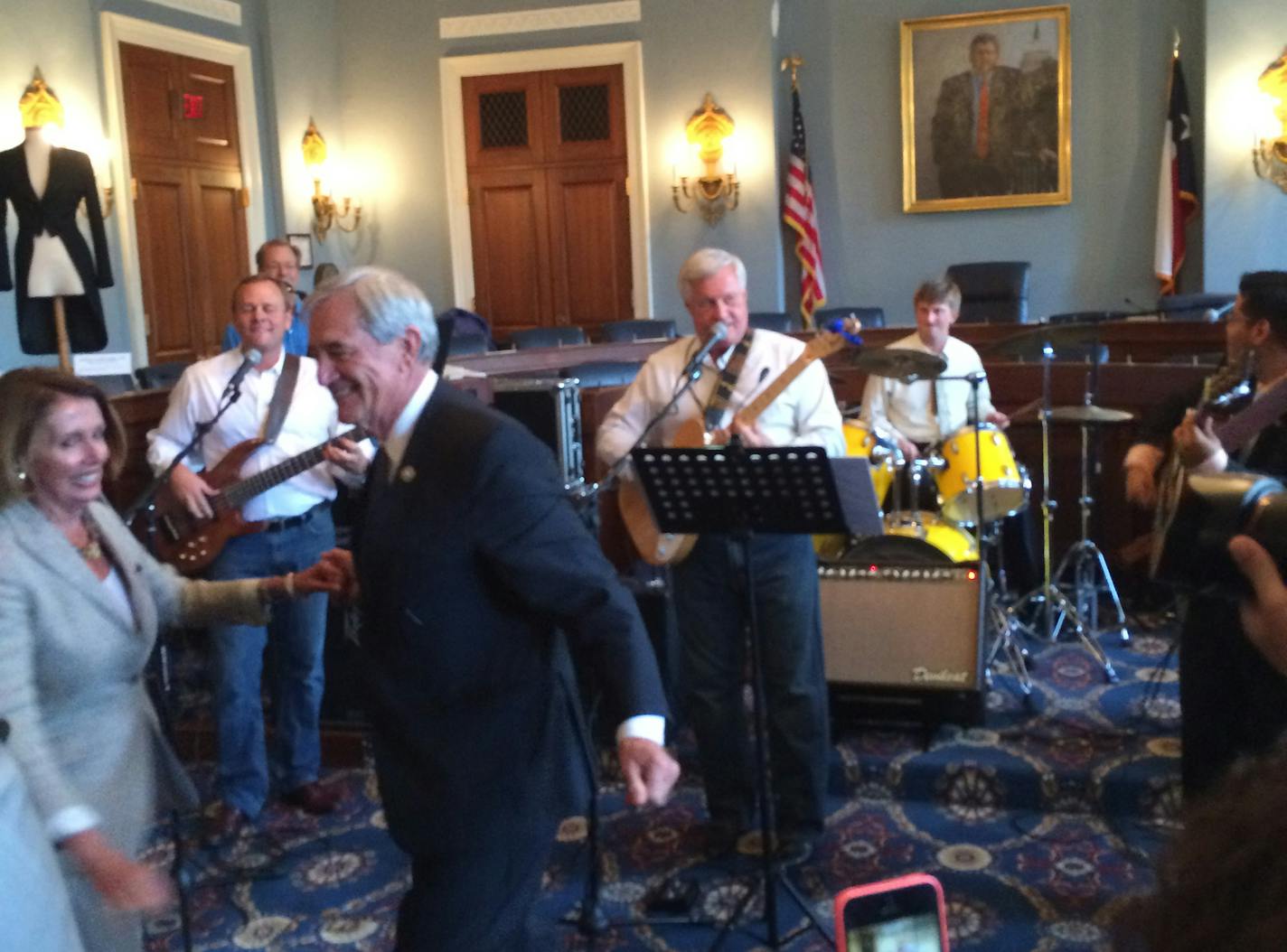 Rep. Rick Nolan and Rep. Nancy Pelosi cut the rug at the Congressional Rock and Roll Caucus event Tuesday, July 15, 2015.