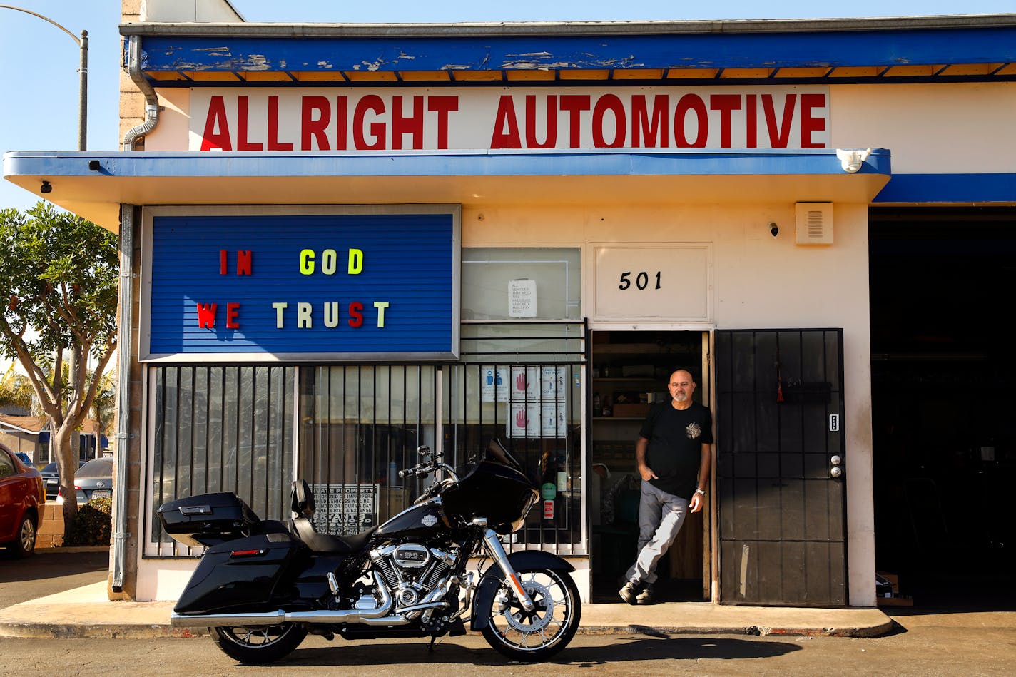 Hagop Berberian, the owner of Allright Automotive, an auto repair shop in Inglewood, is paying more for tires, motor oil, and other supplies, costs he can't fully pass on to clients. (Carolyn Cole/Los Angeles Times/TNS)