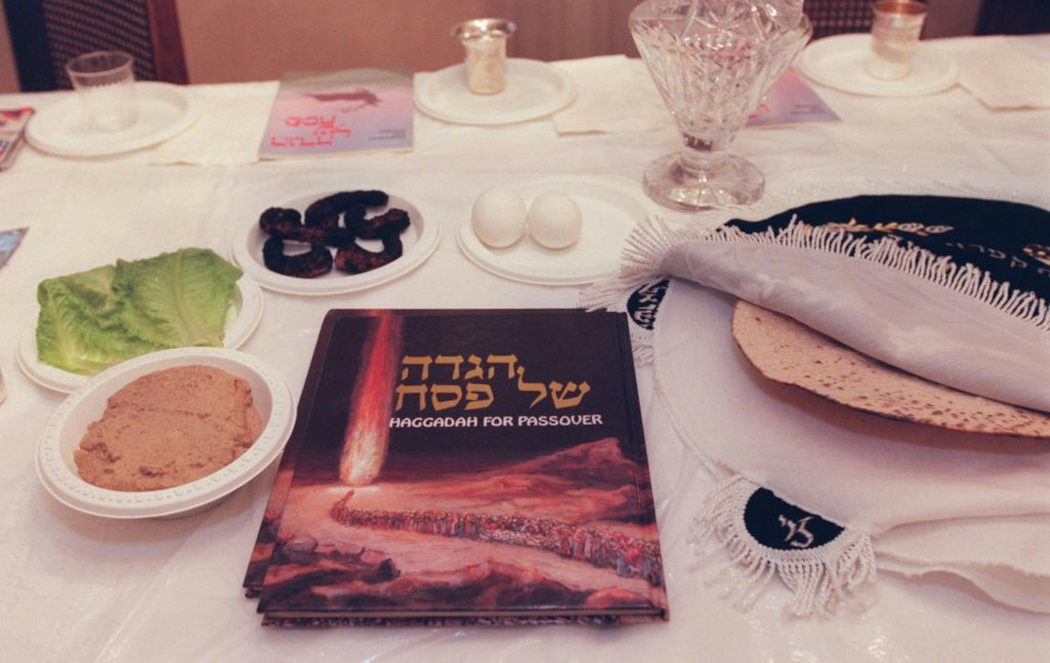 Passover Seder table.