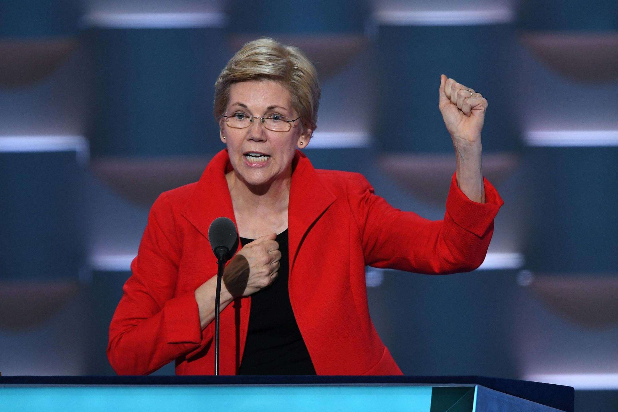 Massachusetts Sen. Elizabeth Warren speaks during the first day of the Democratic National Convention on Monday, July 25, 2016 at the Wells Fargo Center, Philadelphia, Pa. (Olivier Douliery/Abaca Press/TNS ORG XMIT: 1187676
