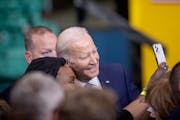 President Joe Biden greets the crowd after he spoke at the Cummins Power Generation Facility as part of his Administration’s “Investing in America