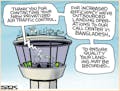 Sack cartoon: Privatizing air traffic control