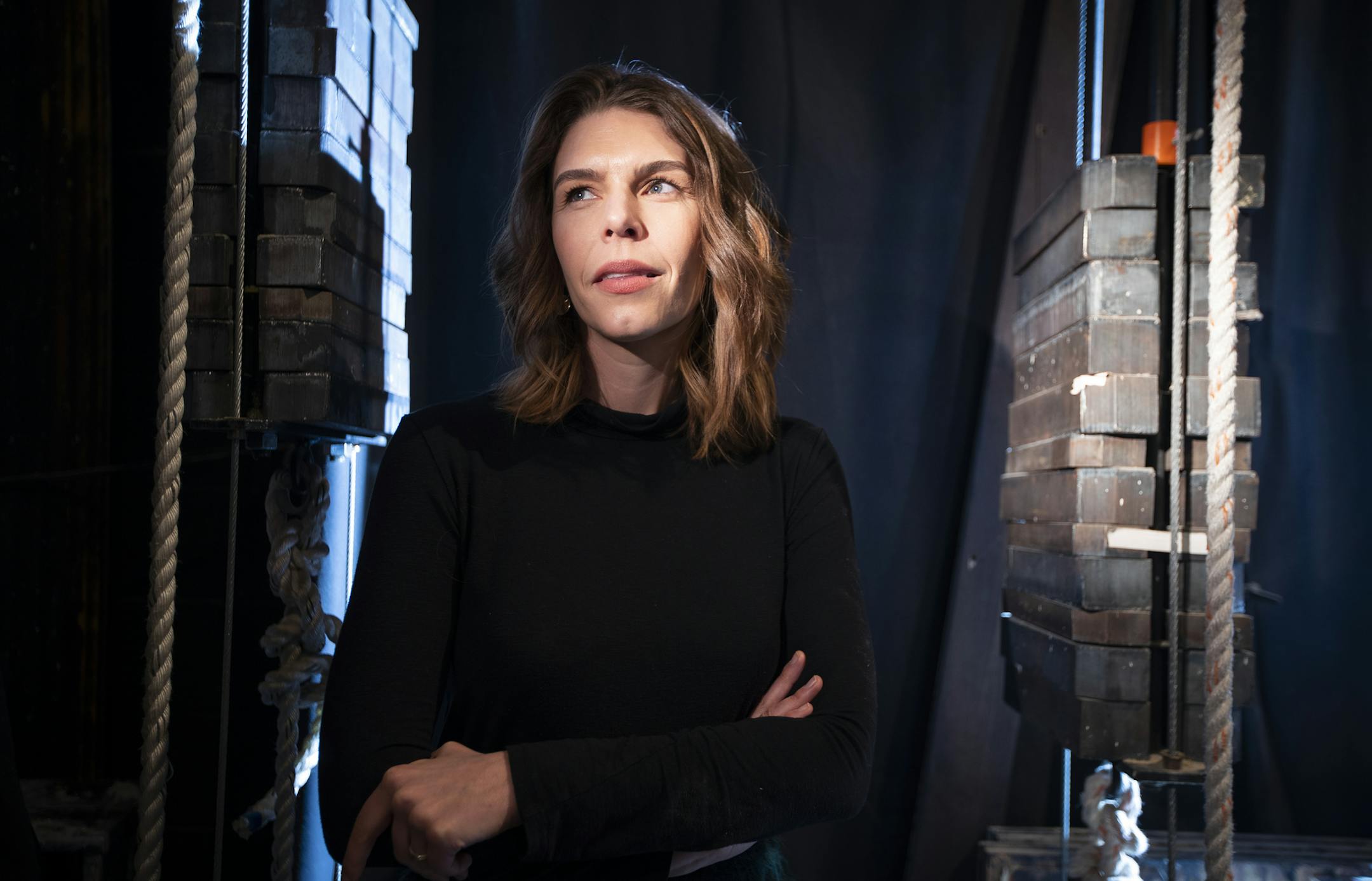 Sarah Rasmussen, artistic director at the Jungle Theater, poses for a portrait backstage. ] LEILA NAVIDI &#xa5; leila.navidi@startribune.com BACKGROUND INFORMATION: Sarah Rasmussen, artistic director at the Jungle Theater, photographed backstage at the Jungle Theater in Minneapolis on Friday, December 14, 2018.