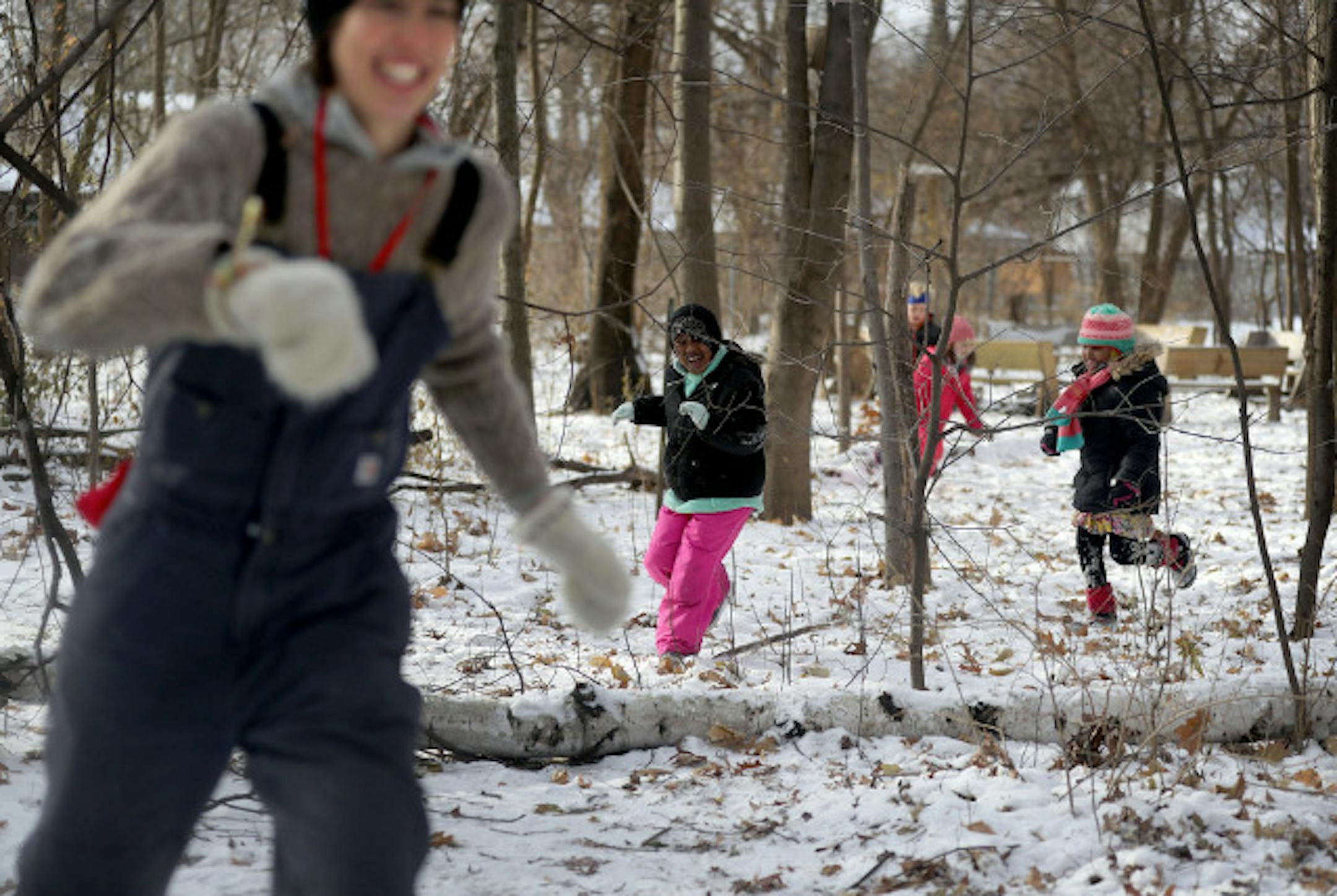 Anna Sharratt, left, led children at Dowling Elementary in Minneapolis during a time of free play worked into their day.