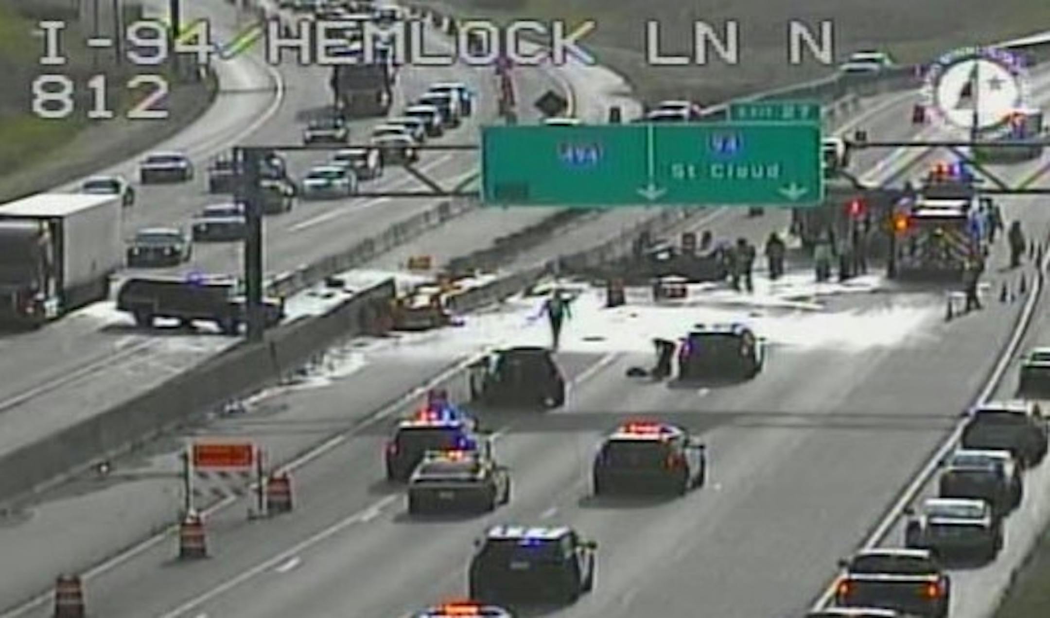 A speeding car crashed in an I-94 construction zone in Maple Grove.