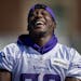 Minnesota Vikings defensive back Xavier Rhodes joked with a teammate before the morning practice.