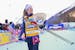 Winner Jessie Diggins left the podium after the women's mass start 20km free race at Goms, Switzerland, on Sunday.