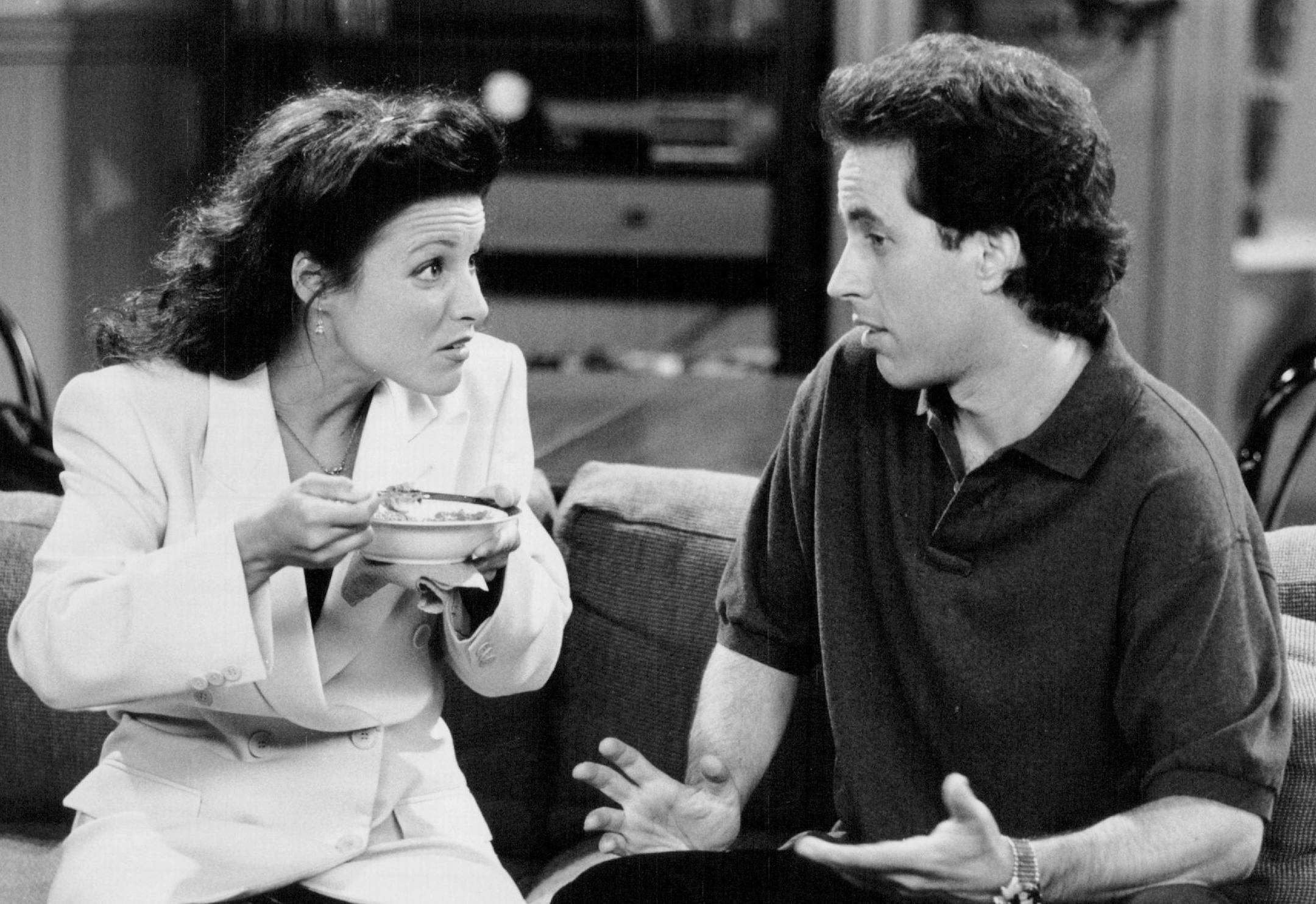 There's always a hot topic to discuss between Elaine (Louis-Dreyfus) and Jerry (Seinfeld) on "Seinfeld," televisions highest rated series among the key demographic group of adults 18-49 years of age. The series ranks No. 2 in household ratings season to date. Michael Yarish, NBC Photo