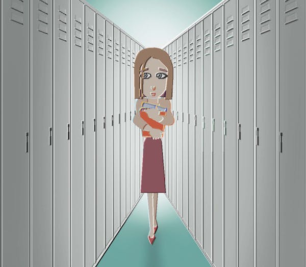 300 dpi 3 col x 9 in / 146x229 mm / 497x778 pixels Jim Atherton color illustration of a girl's isolation and anxiety about attending her new school. F