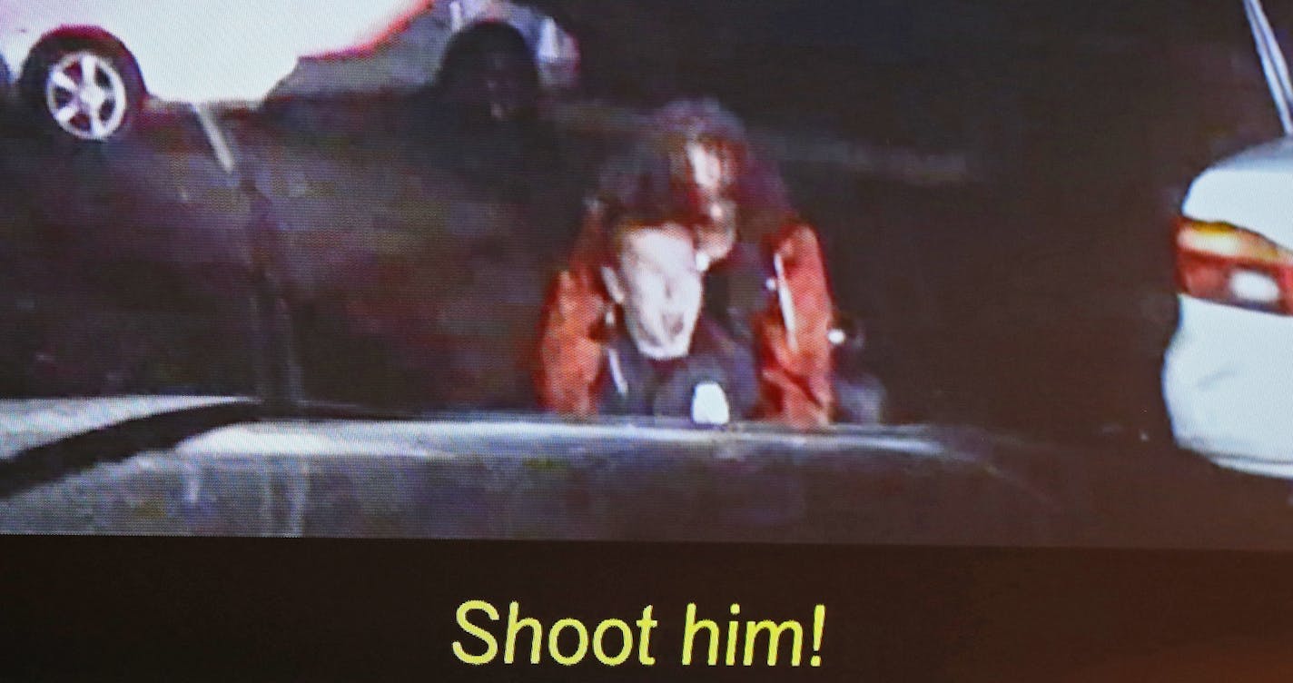 Brooklyn Park Police Chief Craig Enevoldsen showed a video of a 25-year-old man who was "locked in a violent struggle for three minutes with a Brooklyn Park police officer, during which the man kept trying to grab the officer's holstered gun, during a press conference at the Brooklyn Park City Hall, Thursday, May 19, 2016 in Brooklyn Park, MN. ] (ELIZABETH FLORES/STAR TRIBUNE) ELIZABETH FLORES &#x2022; eflores@startribune.com ORG XMIT: MIN1605191450334523