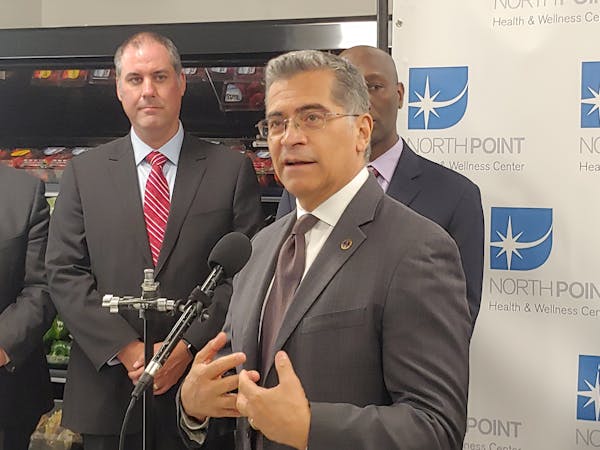 Xavier Becerra, secretary of the U.S. Department of Health and Human Services, spoke at a Minneapolis news conference in July.