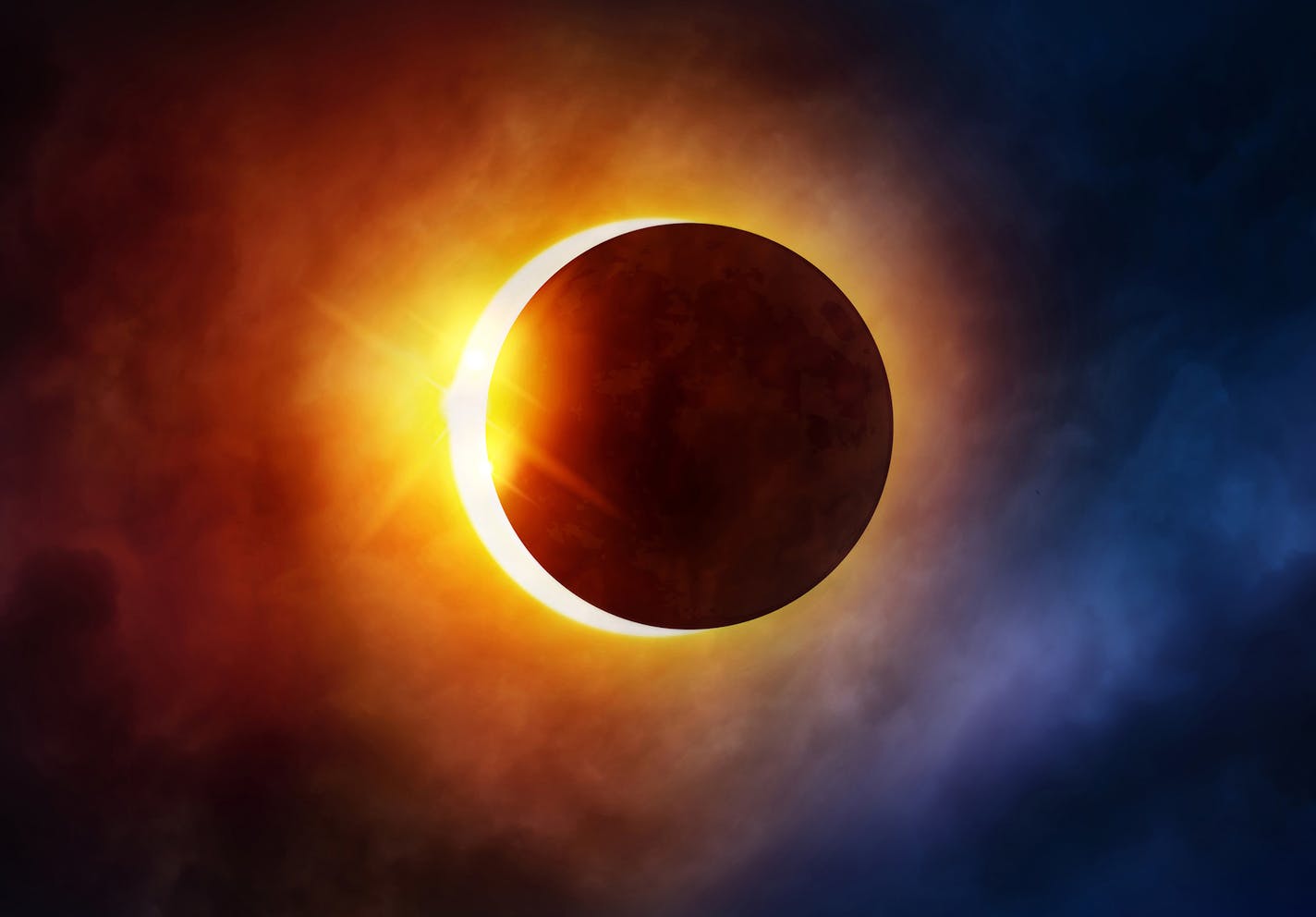 With your solar glasses or a special viewer, watch for the partial phases of the eclipse as the moon passes over the sun, a stage that lasts for a few hours.