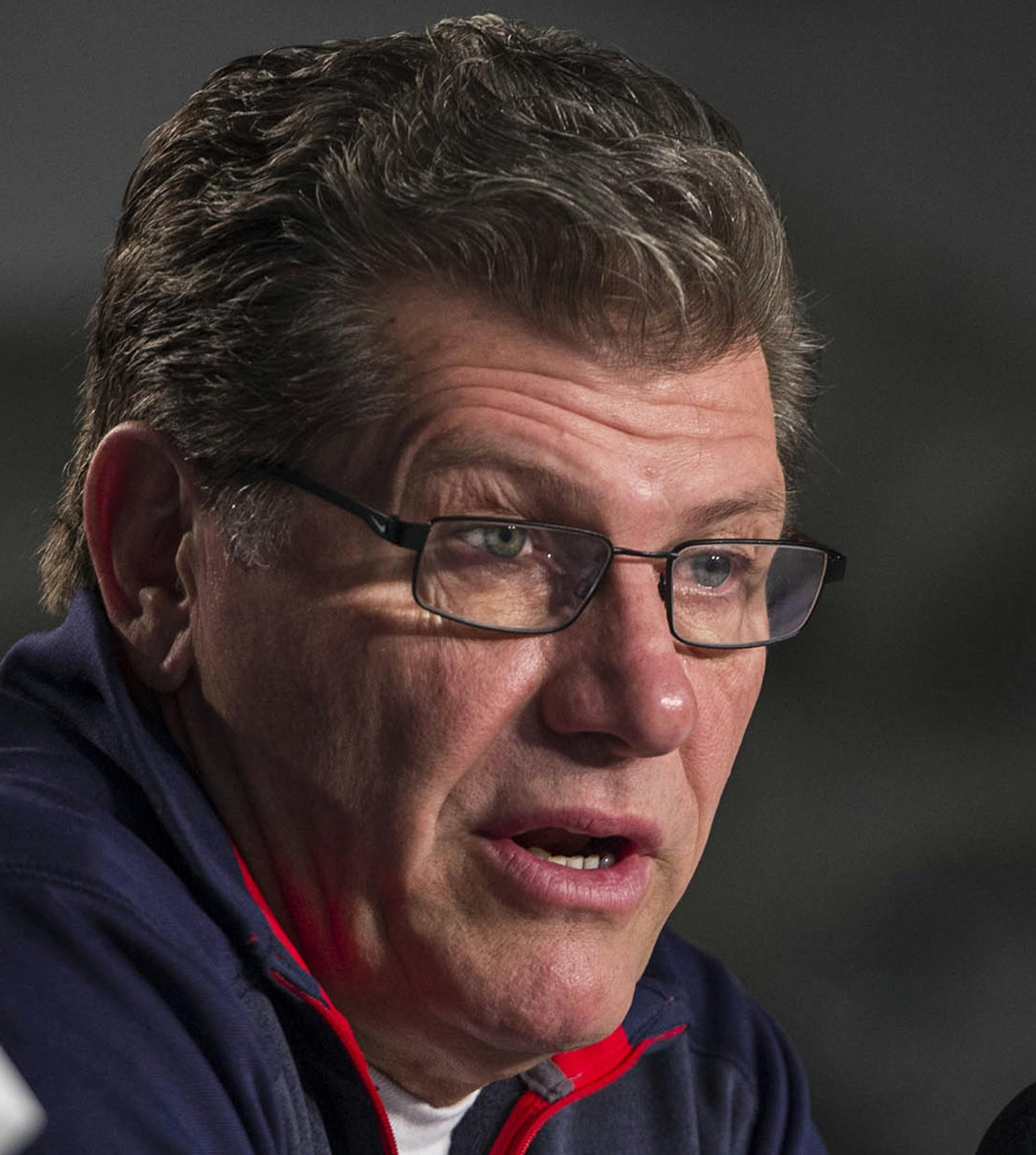 Connecticut coach Geno Auriemma speaks during a college basketball news conference for a regional semifinal in the women's NCAA Tournament, Friday, March 25, 2016, in Bridgeport, Conn. UConn takes on Mississippi State on Saturday. (Mark Conrad/Hearst Connecticut Media via AP) MANDATORY CREDIT