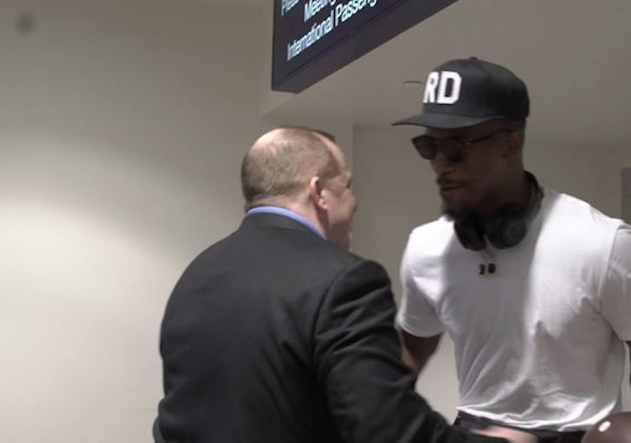 Wolves coach Tom Thibodeau greeted Jimmy Butler when he arrived at the airport on Sunday. The photo is from a video of the scene shot by the Timberwolves.