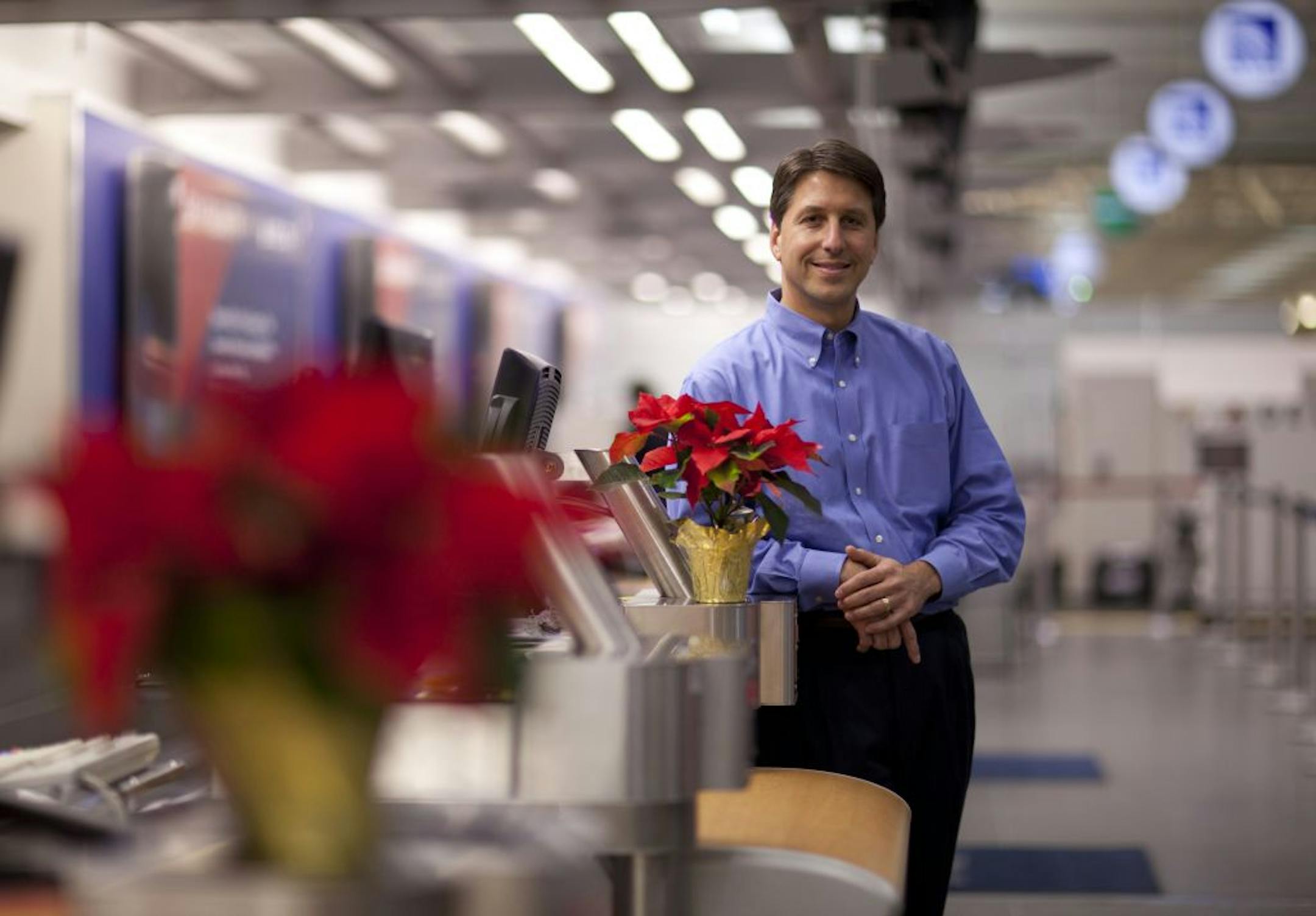 Bill Lentsch, Delta's senior vice president for Minnesota operations, at Terminal 1 at Minneapolis-St. Paul Airport Tuesday afternoon, December 13, 2011.