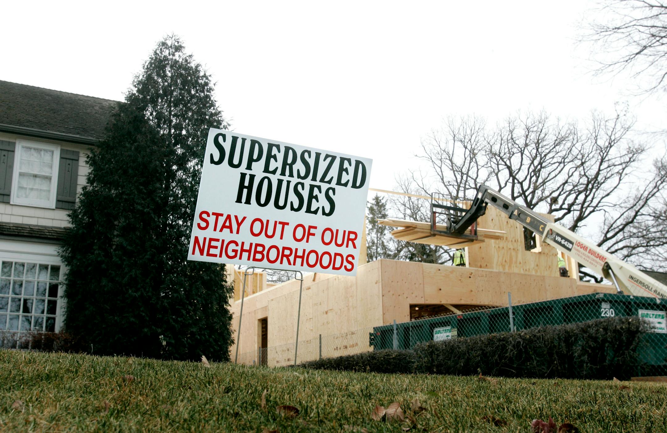 Residents of the 5300 block of Oaklawn Avenue are protesting and lobbying against the construction of a 5,400-square-foot house, which is almost three times as big as the Cape Cod that was on the lot before. Neighbors have put signs in front yards and posted a video on YouTube explaining their stance.