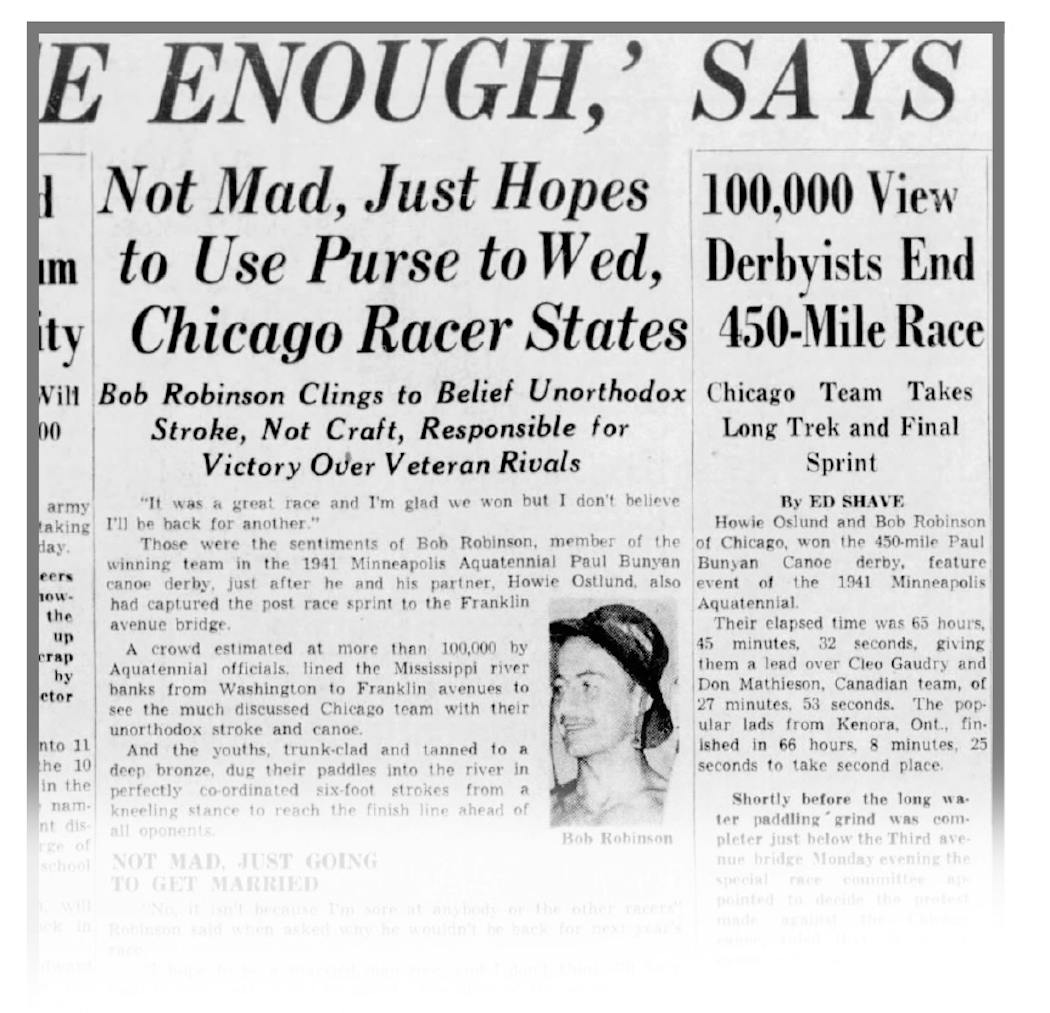 Stories in the Star Tribune on July 15, 1941, referred to the canoe derby’s popularity.