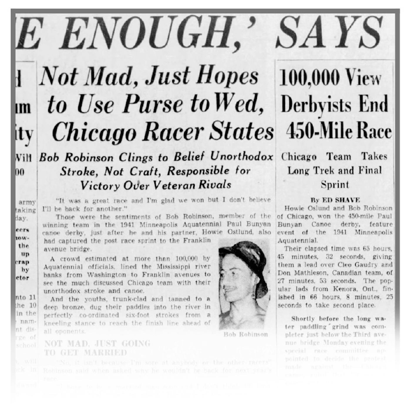 Stories in the Star Tribune on July 15, 1941, referred to the canoe derby's popularity.