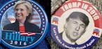 AP Photo/Mary Altaffer/Andrew Spear/The New York Times
Hillary Clinton button and Donald Trump. (AP Photo/Mary Altaffer) ORG XMIT: MIN2016040813524411