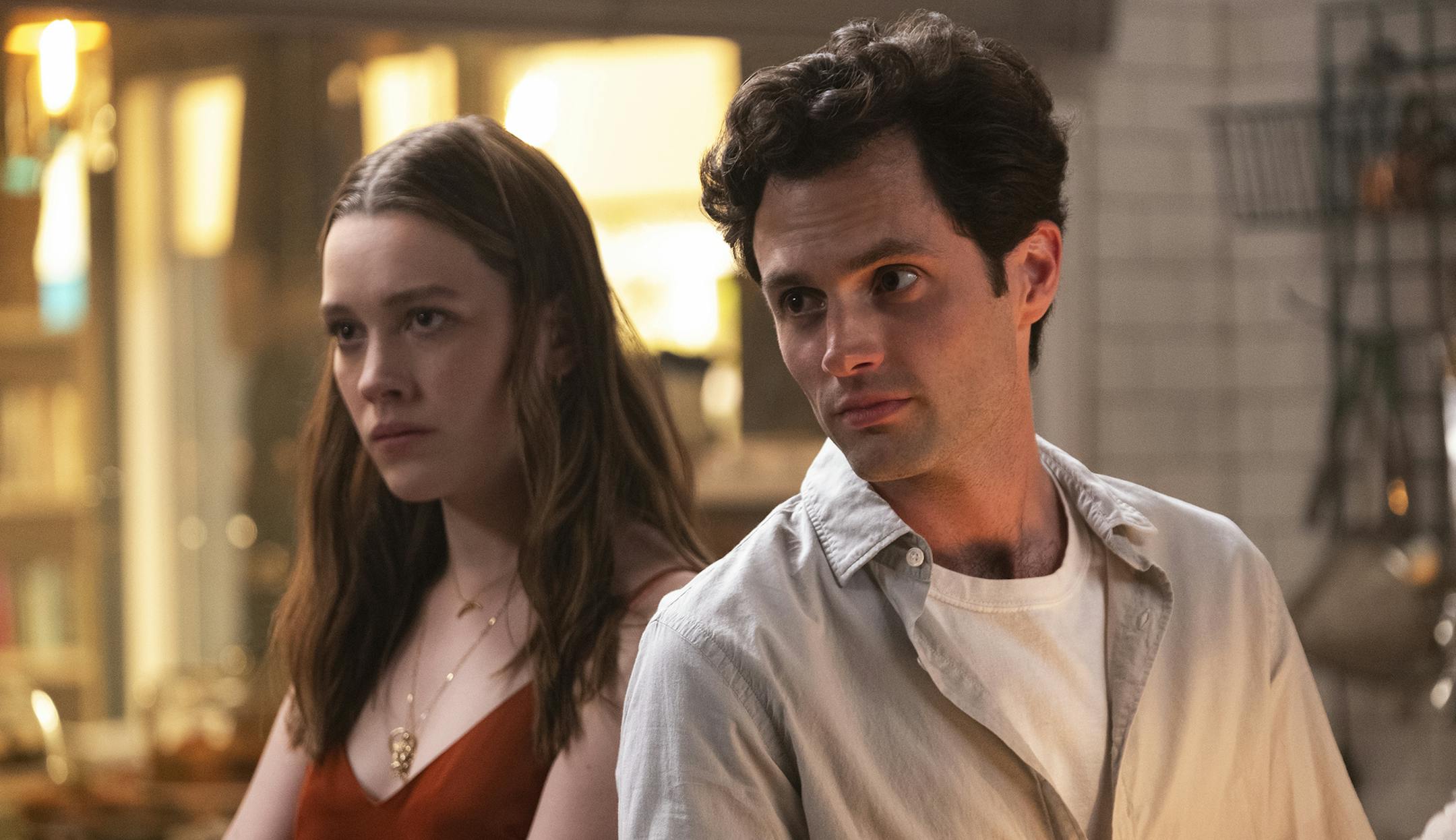 Beth Dubber/Netflix
Victoria Pedretti and Penn Badgley in "You."