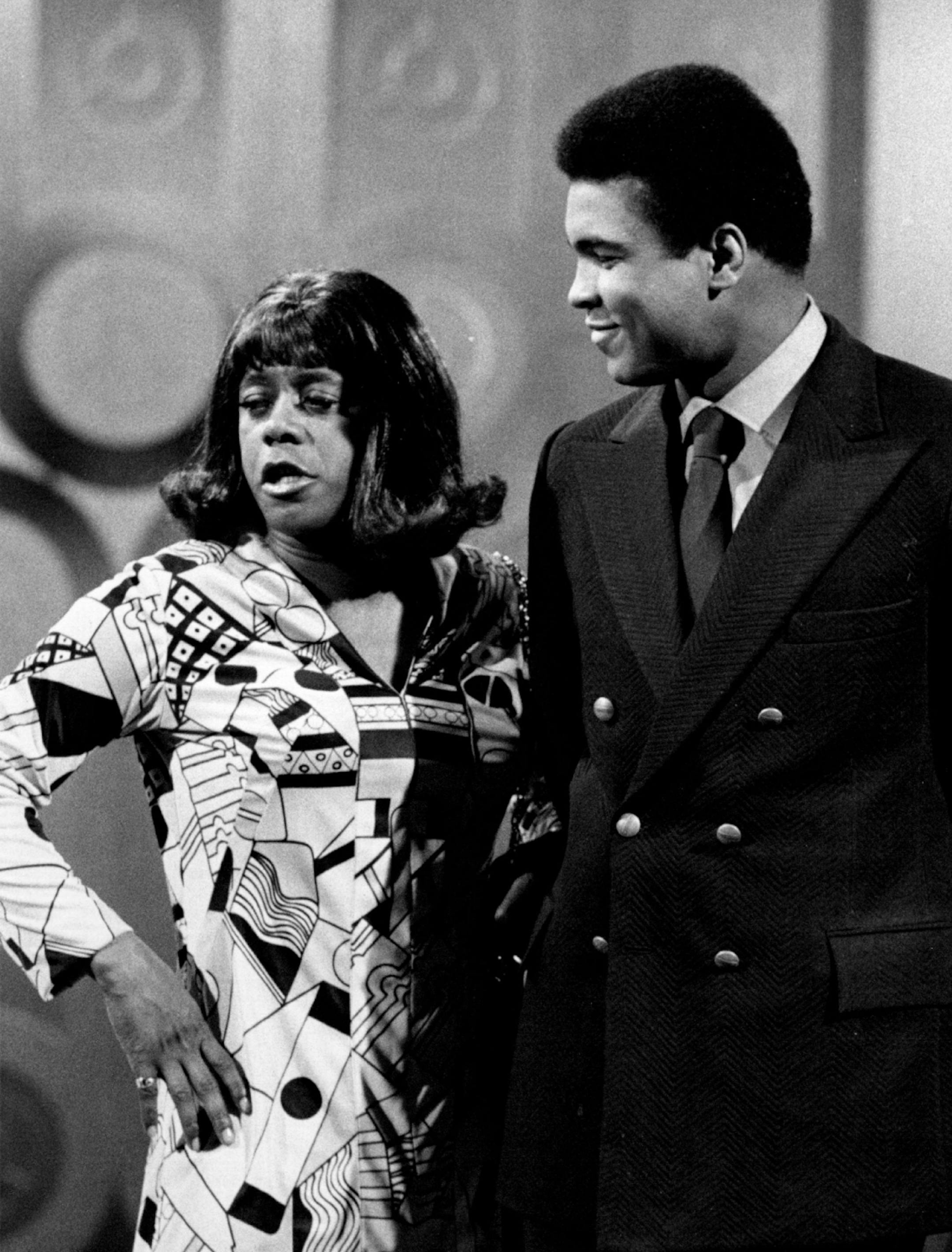 Looking For A Fight? - Geraldine Jones (Flip Wilson left) take no lip from anybody - even Muhammad Ali, as demonstrated on NBC-TV's "The Flip Wilson Show," Thursday, Jan. 21 (7:30-8:30 p.m. PST). NBC