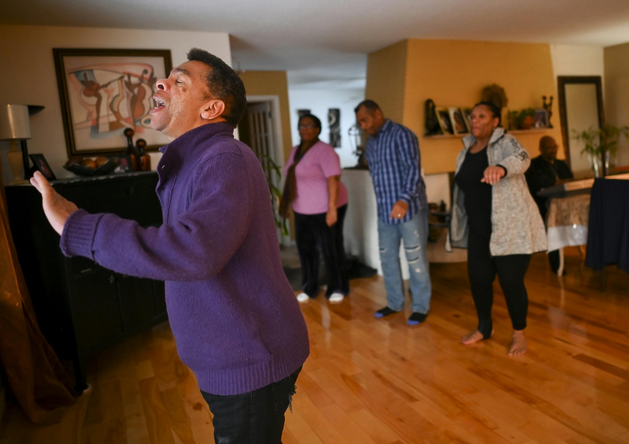 J.D. Steele sang a solo as his siblings danced behind him during Friday's rehearsal.