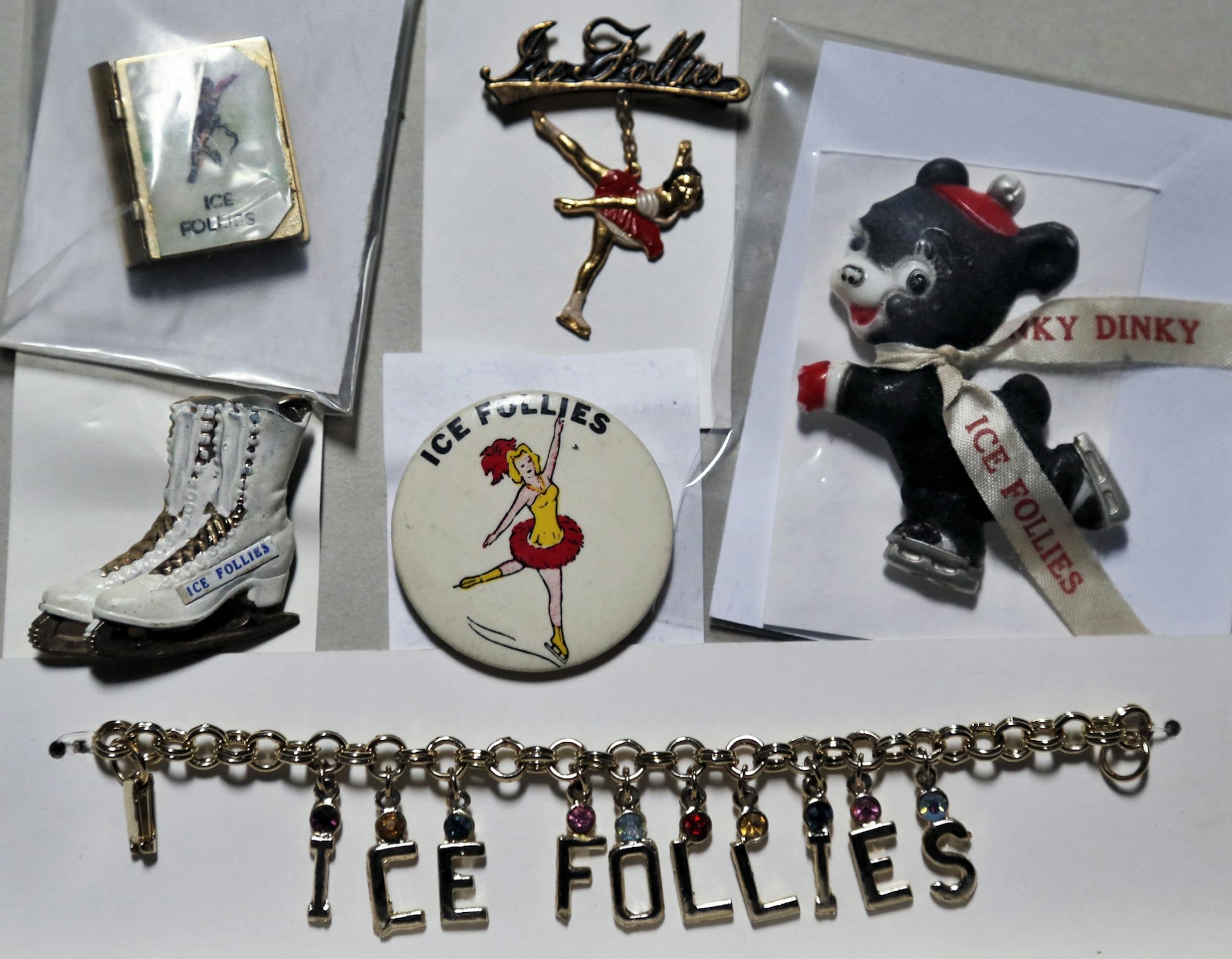 Souvenirs and novelties from the Ice Follies in 1940's-50's.