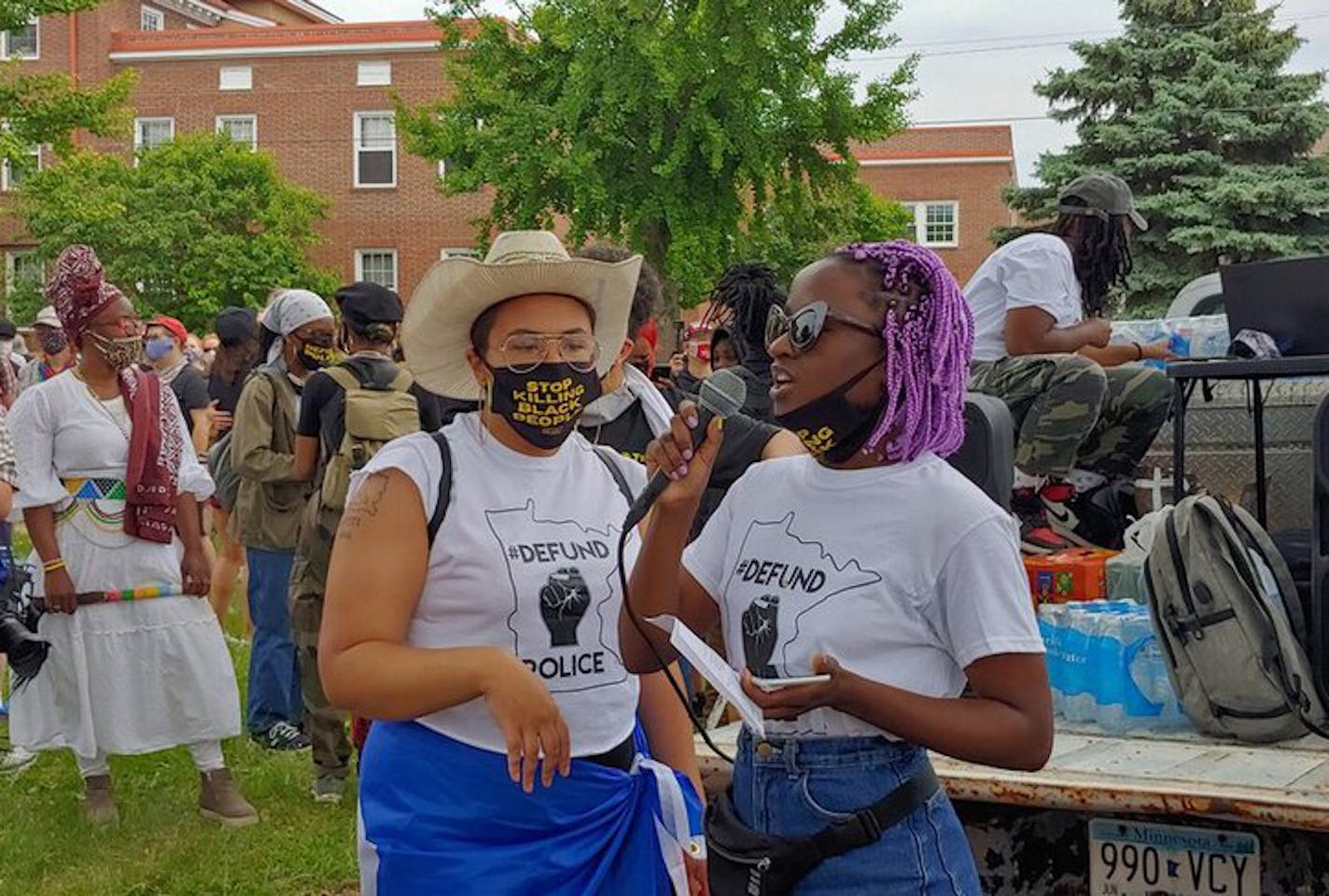 Hundreds gathered in Bottineau Field Park in northeast Minneapolis on Saturday for the "DefundMPD March."