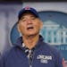 Actor Bill Murray talks during a brief visit in the Brady Press Briefing Room of the White House in Washington, Friday, Oct. 21, 2016. (AP Photo/Manue