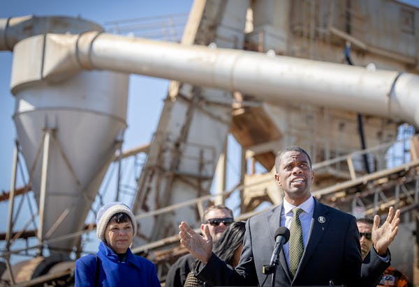 St. Paul Mayor Melvin Carter promoted the city’s sales tax proposal outside the city’s asphalt plant this spring.
