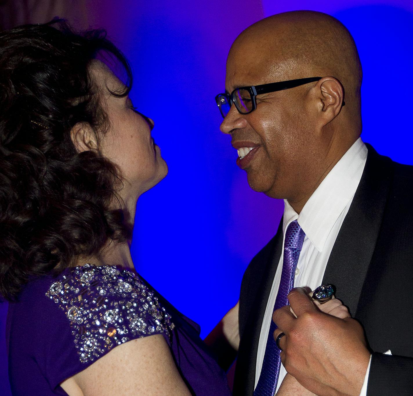 Mayor Betsy Hodges and her husband Gary Cunningham share a dance during her inauguration party at the historic Thorp Building in Northeast Minneapolis, Saturday, January 11, 2014. [ BEN BREWER &#x201a;&#xc4;&#xf6;&#x221a;&#xd1;&#xac;&#xa2; Special to the Star Tribune _ Assignment # 118454 DATE 1/11/14 SLUG: FACE011414 EXTRA INFORMATION: Conclusion of "One Minneapolis" promotion over the past ten days with a focus on the arts and entertainment scene in the city. ORG XMIT: MIN1401121032441199