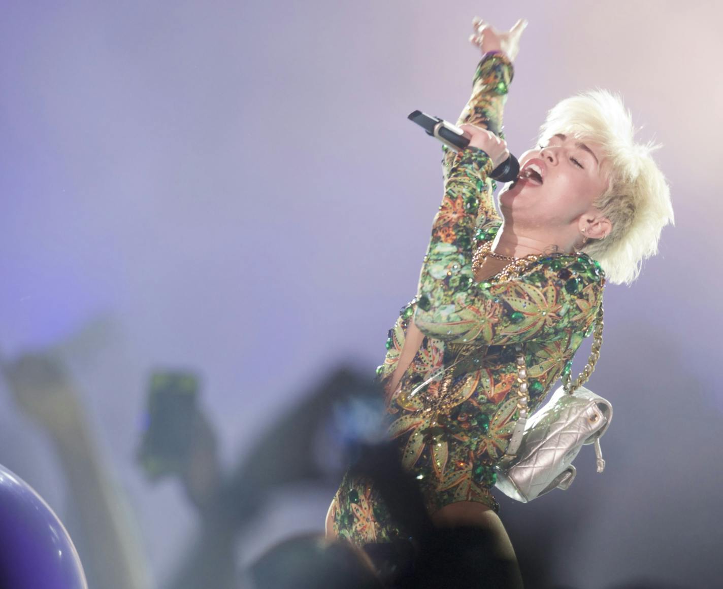 Miley Cyrus performs during the opening show of the Bangerzed Tour, on Friday Feb. 14, 2014 in Vancouver, Canada.