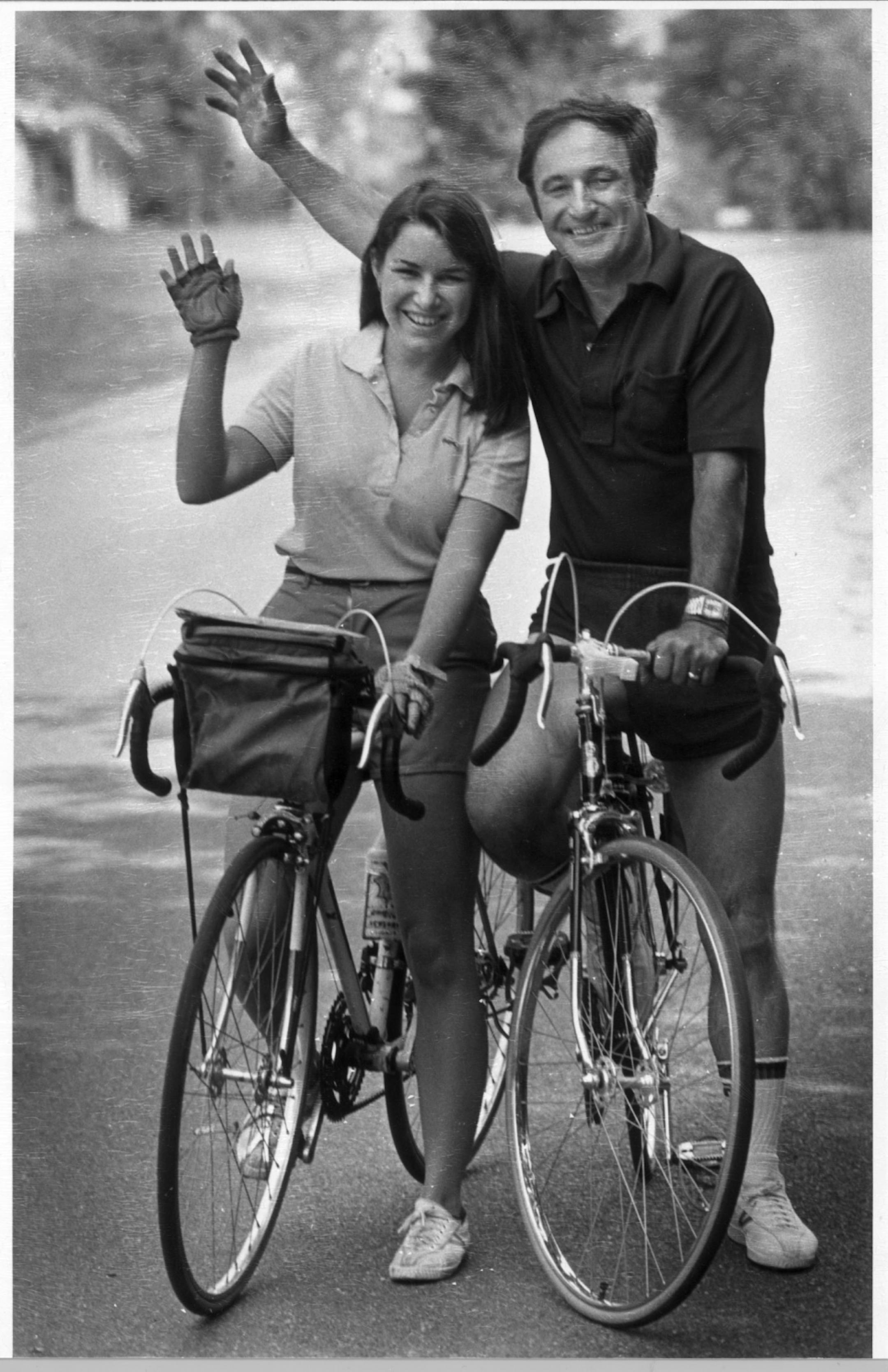Amy Klobuchar was photographed with her father, Jim, in 1981 before their 1100 mile bike ride from Minneapolis to the Grand Teton when Amy was 21.