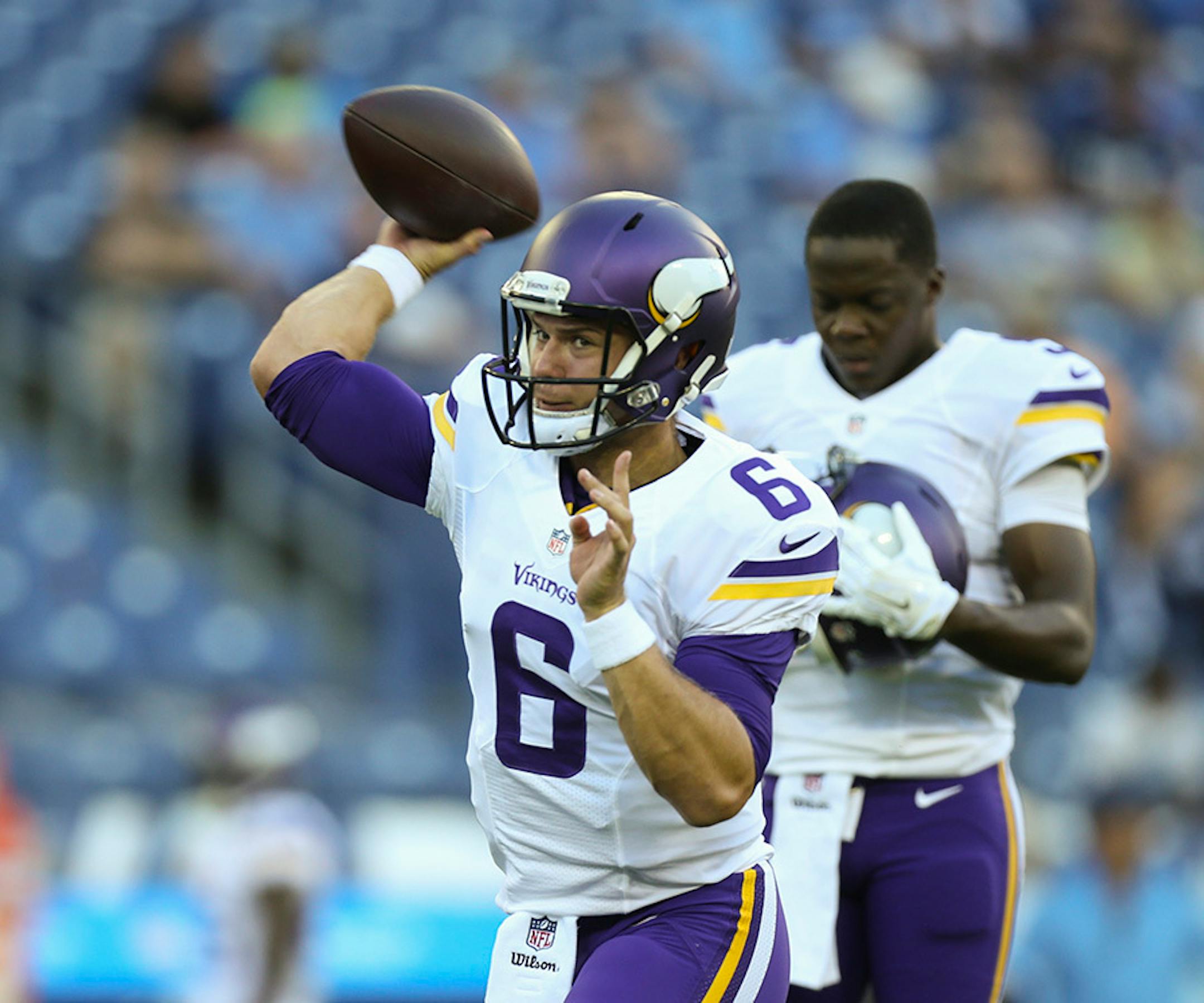 Vikings quarterback Taylor Heinicke (6) was expected to start and play most, if not all, of the game Thursday night.
