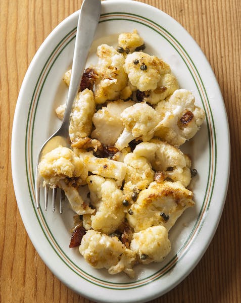 Pan-Roasted Cauliflower With Garlic, Capers and Walnuts.