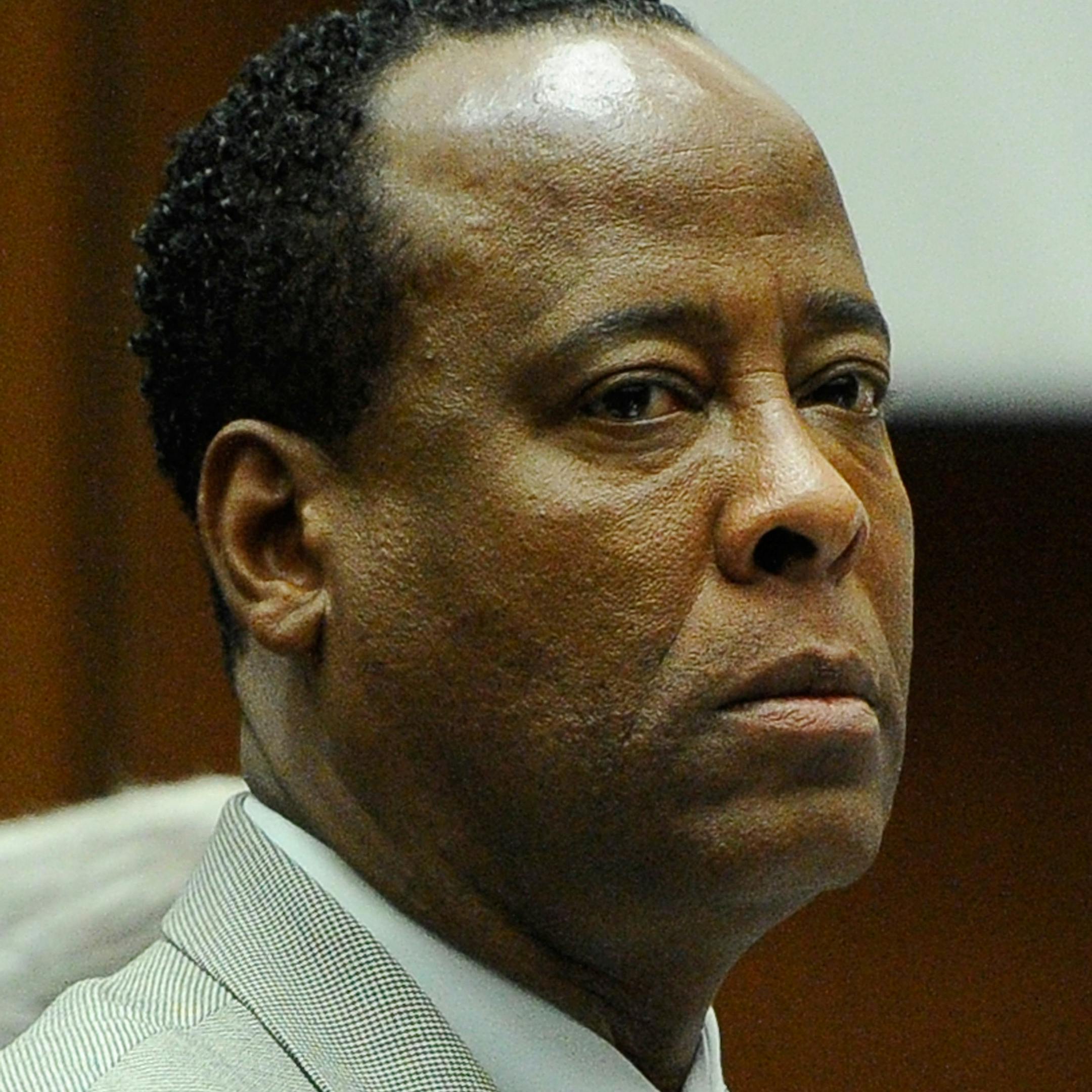 Dr. Conrad Murray looks on prior to the start of the morning's court proceedings during the final stage of Murray's involuntary manslaughter trial in the death of singer Michael Jackson at the Los Angeles Superior Court on Thursday, Nov. 3, 2011 in Los Angeles. Murray has pleaded not guilty and faces four years in prison and the loss of his medical licenses if convicted of involuntary manslaughter in Jackson's death. (AP Photo/Kevork Djansezian, Pool) ORG XMIT: MIN2013040117063358