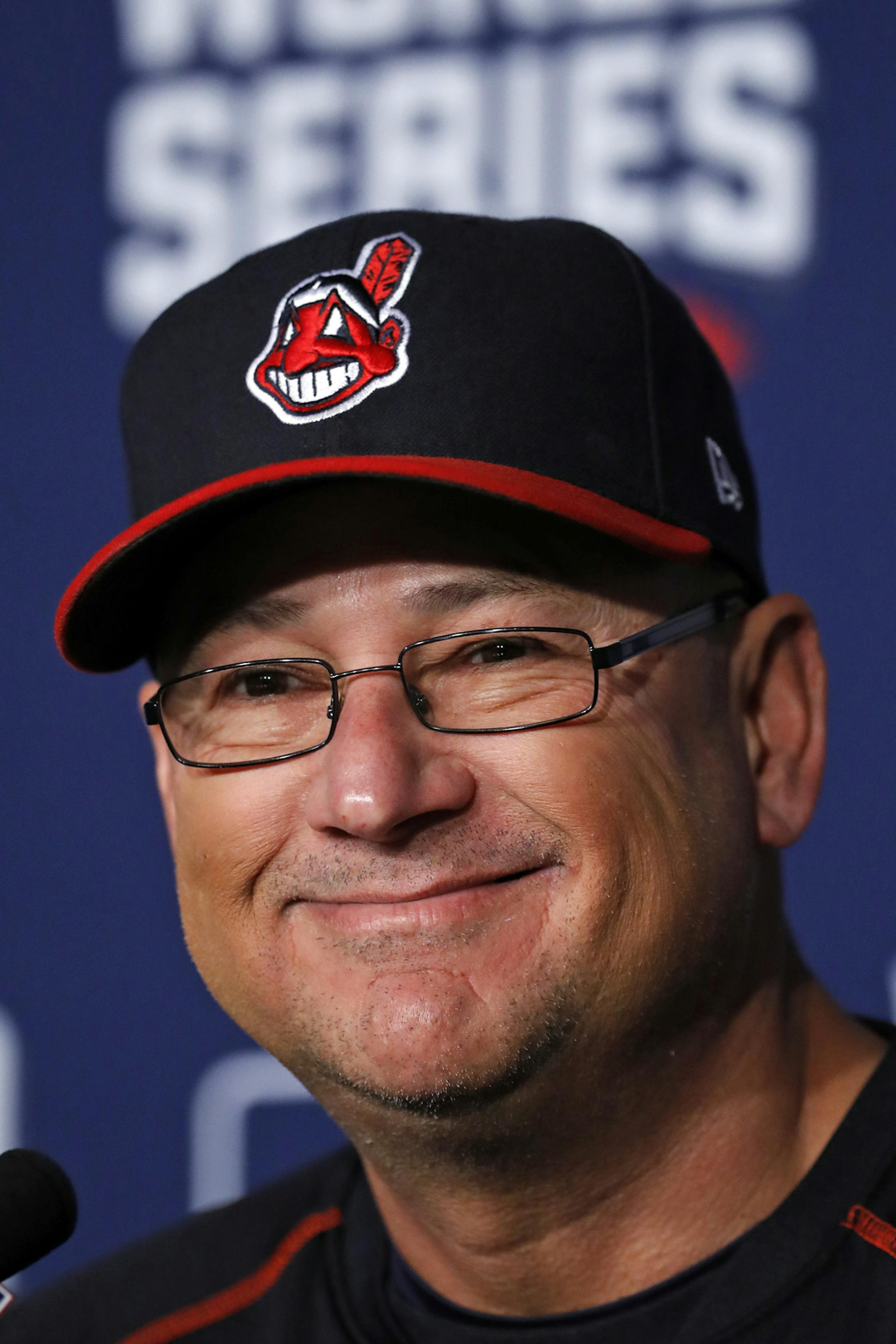 Cleveland Indians manager Terry Francona talks during a news conference Monday, Oct. 31, 2016 for baseball's upcoming World Series Game 6 against the Chicago Cubs at Progressive Field Tuesday night in Cleveland. Monday, Oct. 31, 2016. (AP Photo/Gene J. Puskar)