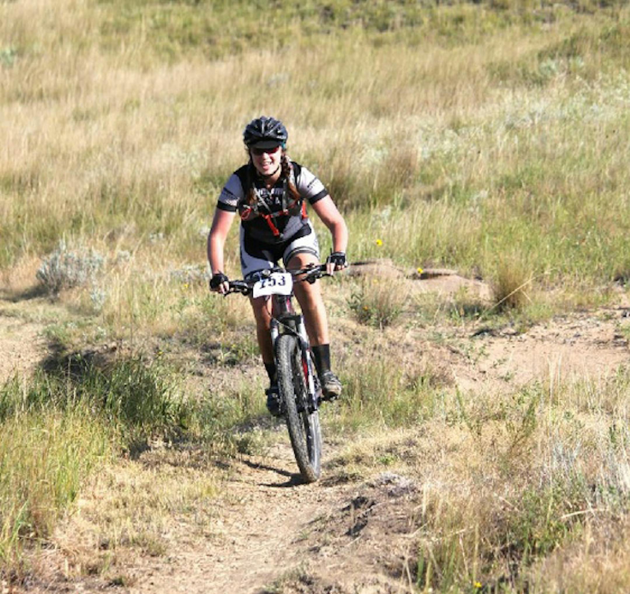 Amy Oberbroeckling on the Maah Daah Hey Trail, for Outdoors Weekend.